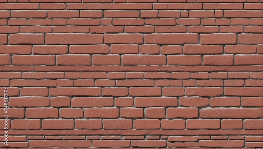 Obraz premium Rough Red Brick Wall Seamless Texture Background. AI Generated