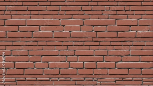 Rough Red Brick Wall Seamless Texture Background. AI Generated