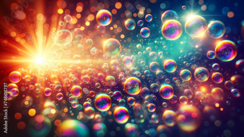 Magical Array of Colorful Soap Bubbles in Sunlight