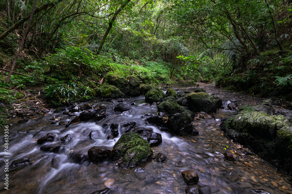 Lovely stream gently flowing in the rocks, hidden in the trail of Shang-xi, New Taipei City, Taiwan. Lovely stream gently flowing in the rocks, hidden in the trail of Shang-xi, New Taipei City, Taiwan.