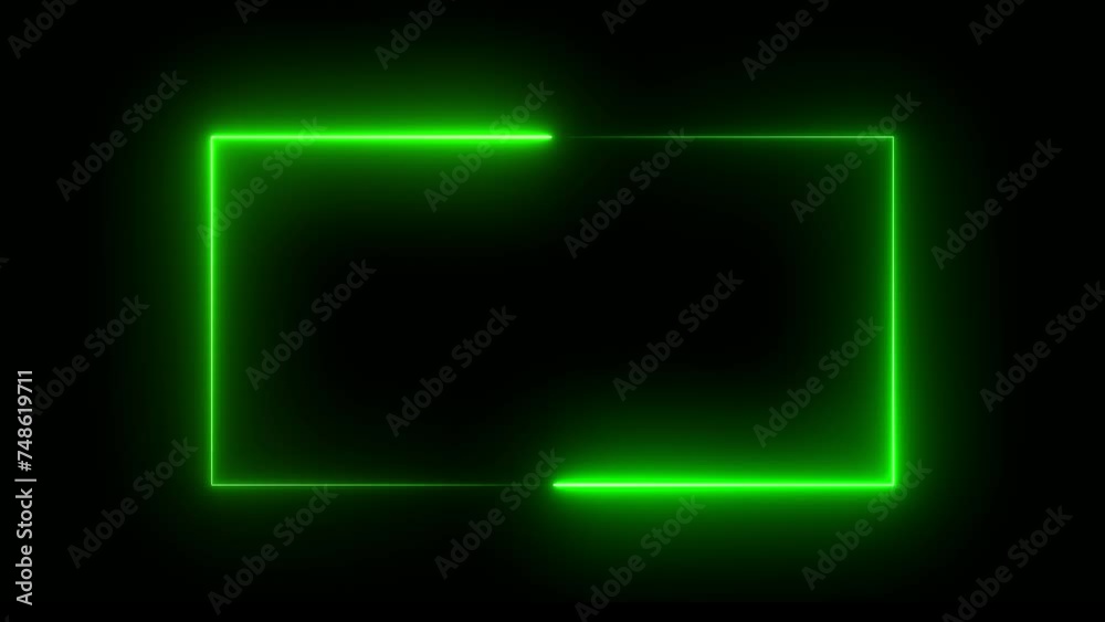 Glowing line frame web neon box pattern. LED screens projection technology. Glowing line frame web neon box pattern. 4K retro neon green lights wiggle on black background.