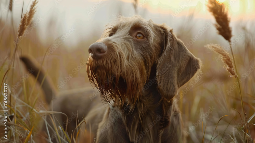 Portrait of typical hunting dog Spinone Italiano dog