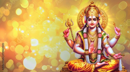 Golden Hindu Deity - Lord Vishnu. Fictional Character Created By Generated By Generated AI.