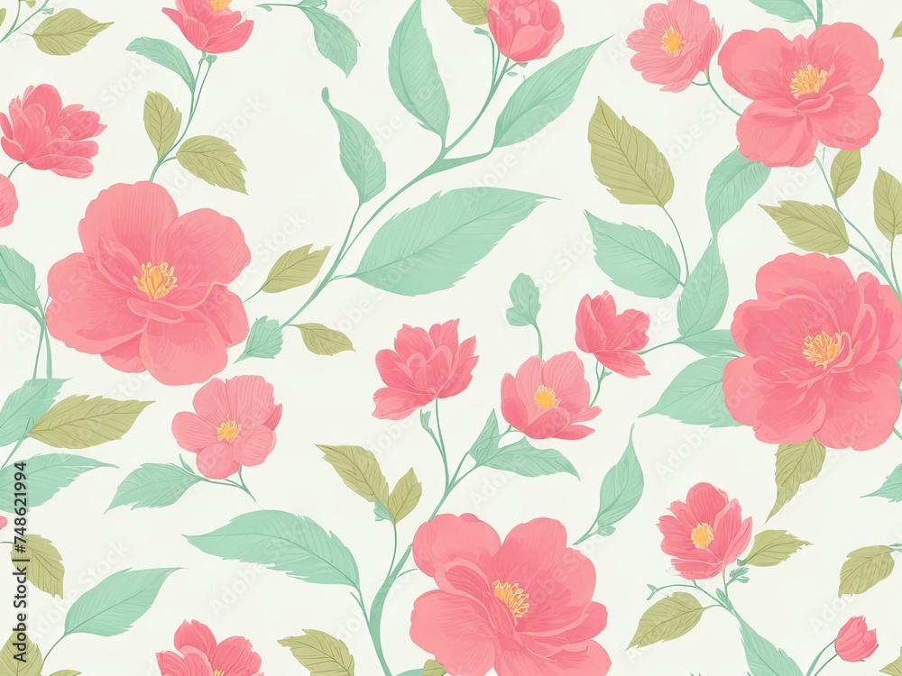 Free hand-drawn floral wallpaper in vector format