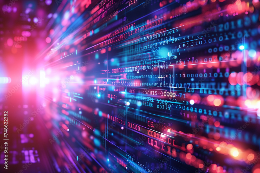 Vibrant digital binary code with motion blur. Vibrant digital binary code with motion blur.