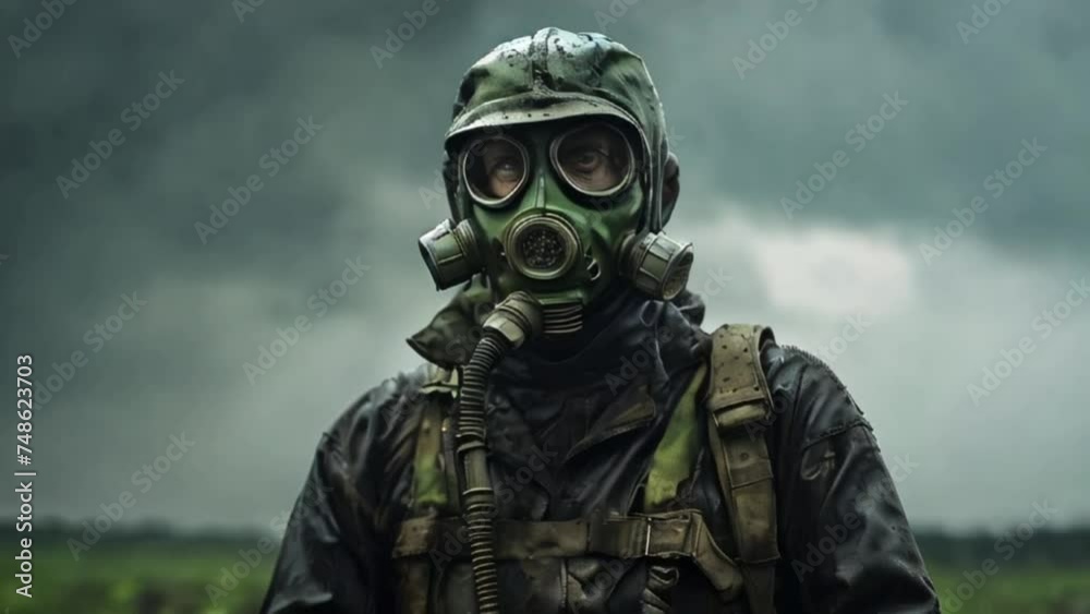 person in gas mask to escape from air pollution person in gas mask to escape from air pollution