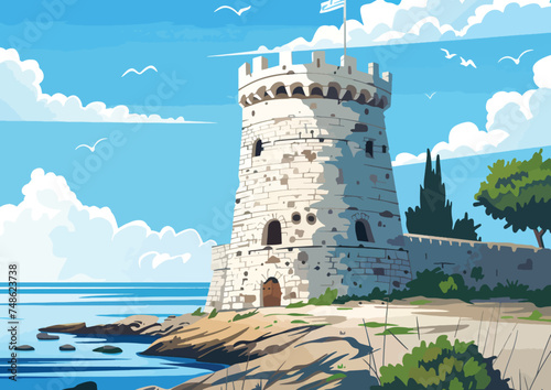 White tower vector thessaloniki greece photo