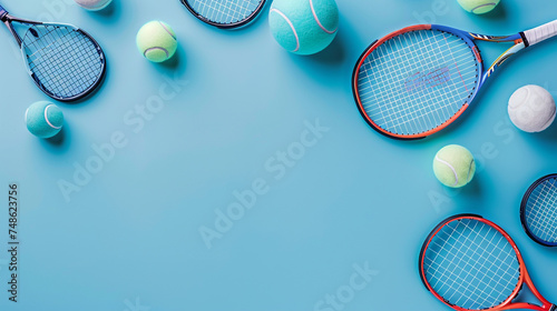 sport equipment on blue background © Kinza