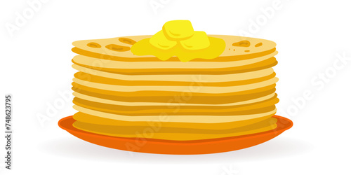 A plate of pancakes. Vector illustration.