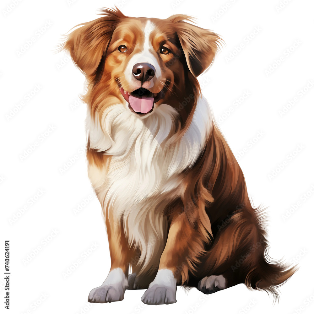 Brown and White Dog Clipart on a transparent background