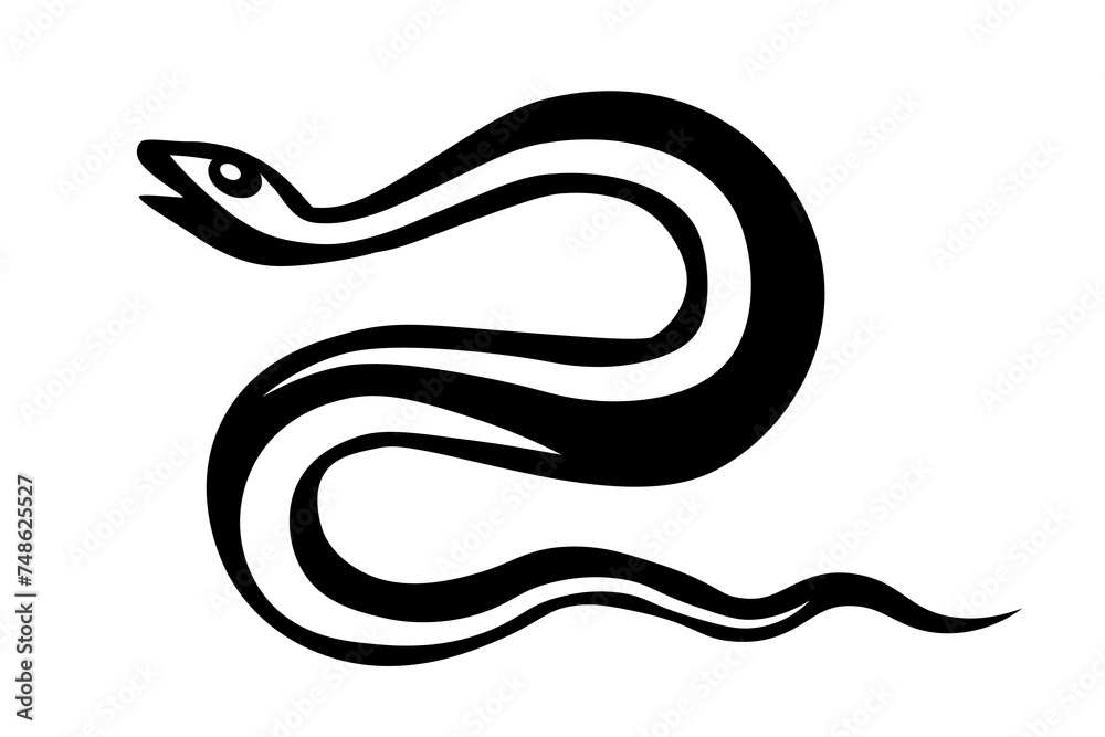 Simple illustration of snake with pattern. Symbol of transformation, healing and wisdom. Cosmic symbol. Symbol, sign, black, icon, silhouette, tattoo. Simple illustration of snake with pattern. Symbol of transformation, healing and wisdom. Cosmic symbol. Symbol, sign, black, icon, silhouette, tattoo.