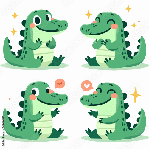 Vector crocodile is happy with a flat design style