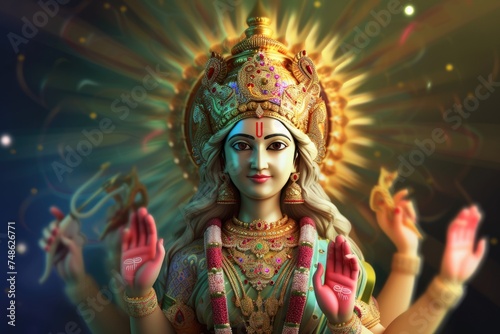 The Queen of Hearts - Devi Shakti - Hindu Goddess. Fictional Character Created By Generated By Generated AI.