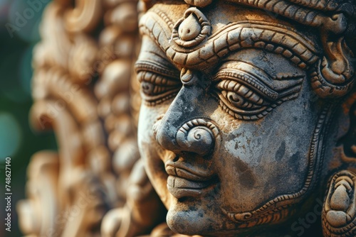 Buddha statue with intricate carvings. Fictional Character Created By Generated By Generated AI.
