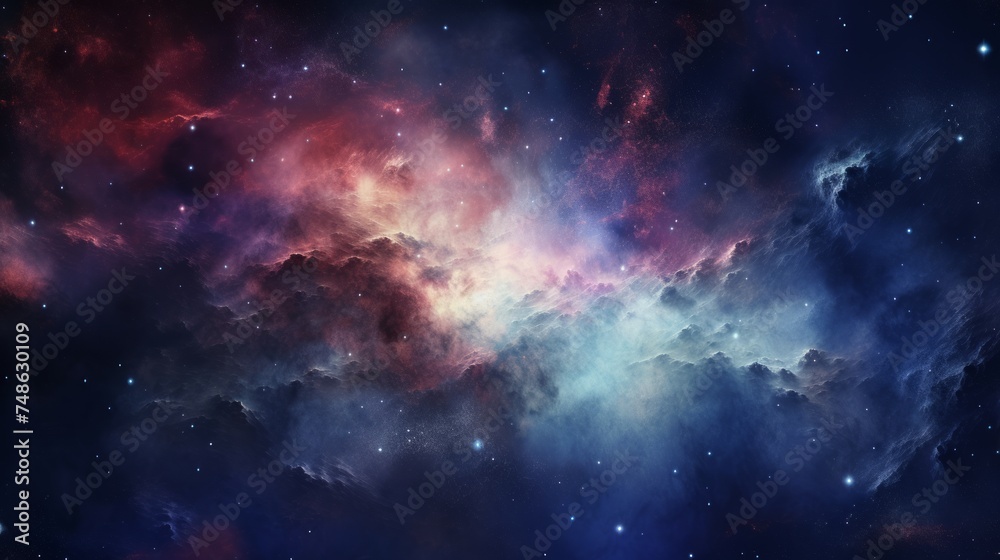 Space background with realistic nebula and shining stars. Neural network AI generated art