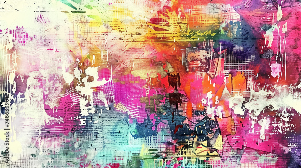 Graffiti Wall Abstract Background: A Vibrant and Dynamic Generative AI Art Piece - Perfect for Artistic Pop Art Backdrops