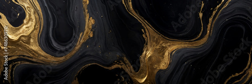 Wallpaper background texture of black marble with gold veins photo