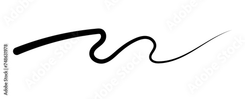 Swoosh and swoops underline typography tail shape. Brush drawn thick curved smear. Hand drawn curly swish  swash  squiggle  twiddle. transparent calligraphy doodle swirl.
