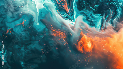 Vibrant 4K Abstract Wallpaper: Colorful Geometric Designs, Textures, and Patterns on Teal and Orange Background Generative AI