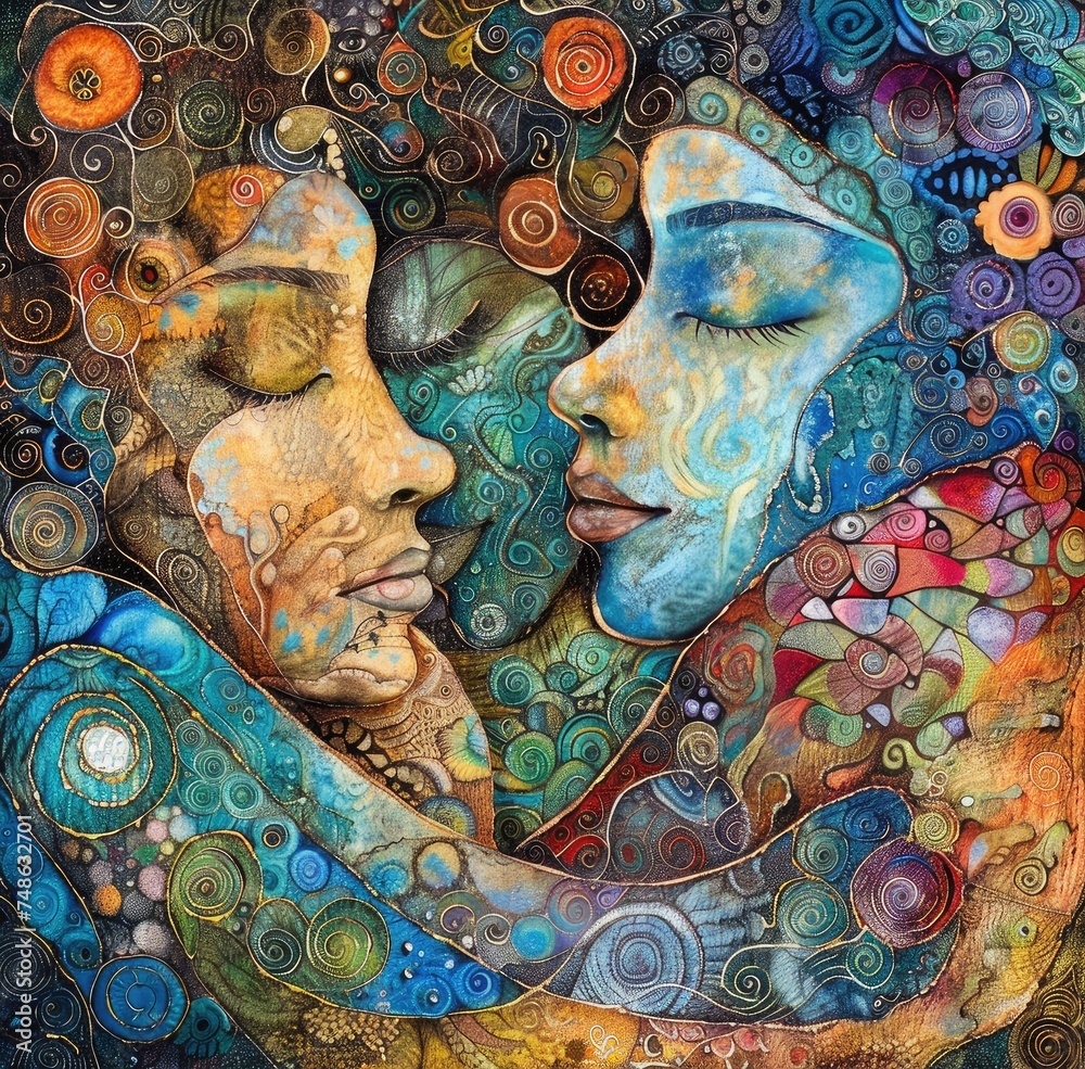 Cosmic Embrace: Souls Intertwined in Mystic Love - Generative AI