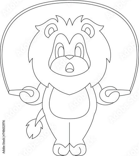 Lion Jumping rope Rope Animal Vector Graphic Art Illustration