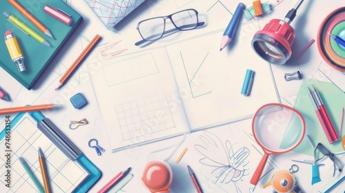  Back to school background design, hand draw 