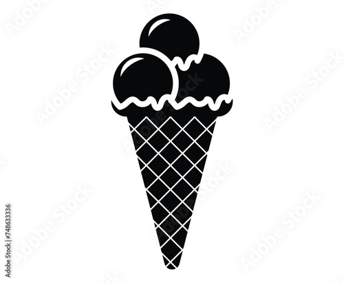 Ice cream cone icon isolated. Modern sweet vanilla desert sign. Trendy vector chocolate cram symbol for web site design, button to mobile app. Logo ice cream illustration.