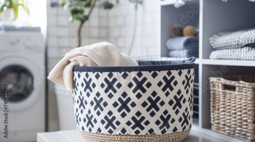 Geometric Patterned Laundry Basket for Modern Homes