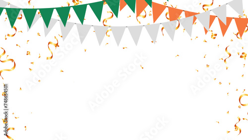 Ireland color concept decoration elements bunting paper flags and confetti. birthday, party, anniversary, holiday