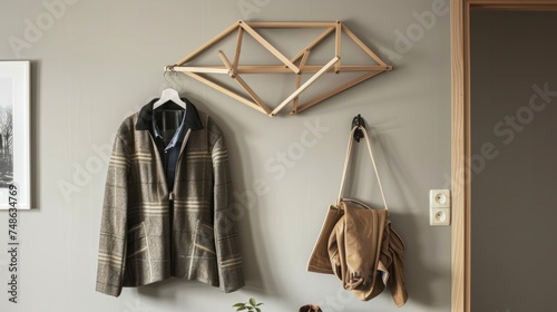 Geometric Clothes Hanger in Contemporary Entrance
