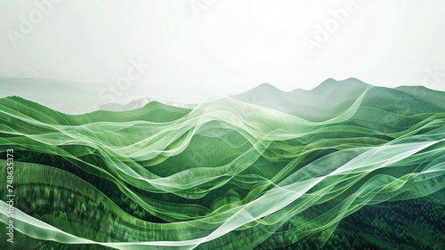 Vibrant Abstract Organic Green Lines: A Stunning Wallpaper Background Illustration Generative AI