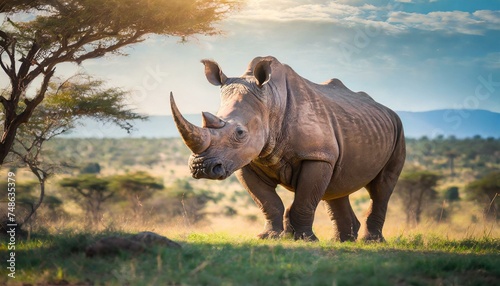 A giant rhino in natural environment  nature  beautiful scenary