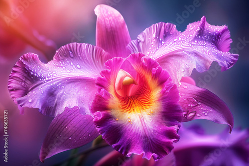 Radiant Orchid with Morning Dew. Radiant orchid displaying morning dew.