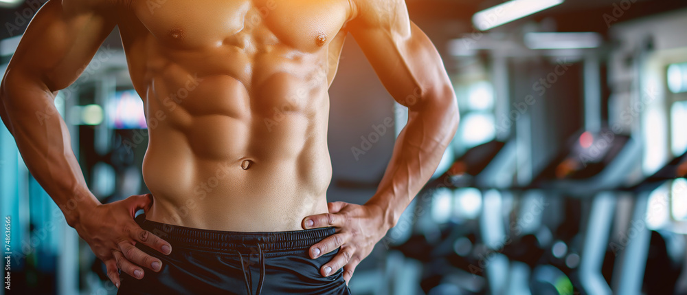 abs close up. pumped up man abs close up. pumped up man