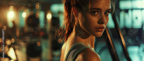 Young woman in the gym portrait.