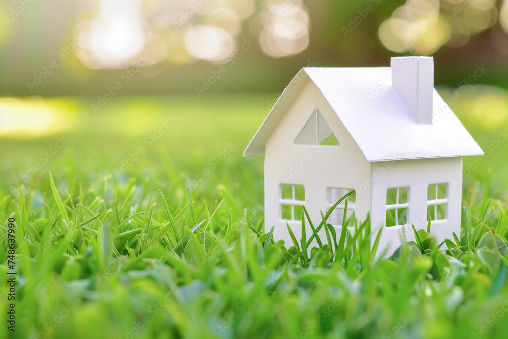 Eco-Friendly Home Concept on Lush Lawn Eco-Friendly Home Concept on Lush Lawn