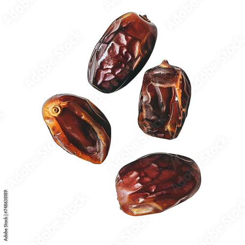 Falling dried big jumbo dates on Transparent Background. Ai generated  photo