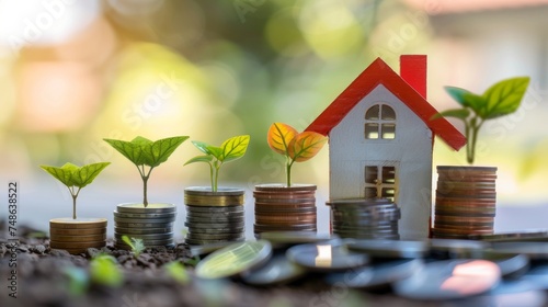 An upward trend in the housing market indicates significant financial gains from rental income or real estate investments, symbolizing a booming property sector.
