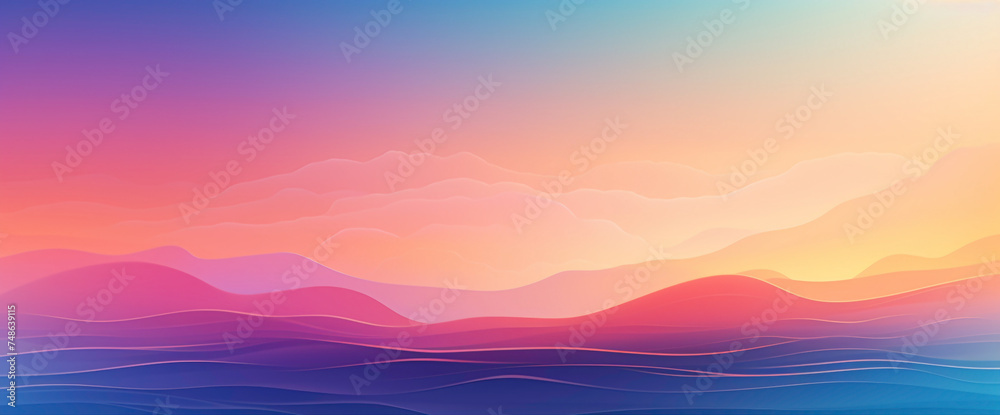 Bursting sunrise gradient backdrop painting the horizon, inspiring graphic design projects with its mix of radiant colors.