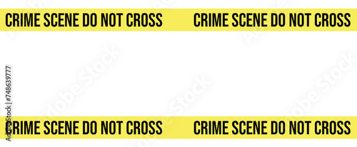 Realistic Crime scene danger tape. Crime scene yellow tape  seamless banner, police line Do Not Cross tape. Isolated on transparent background. 