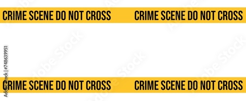 Realistic Crime scene danger tape. Crime scene orange tape  seamless banner, police line Do Not Cross tape. Isolated on white background. 