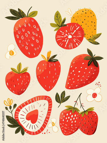 seamless pattern with strawberries