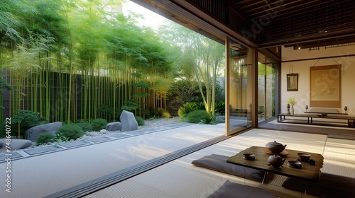 modern house interior  with bamboo garden © MuhammadHamza