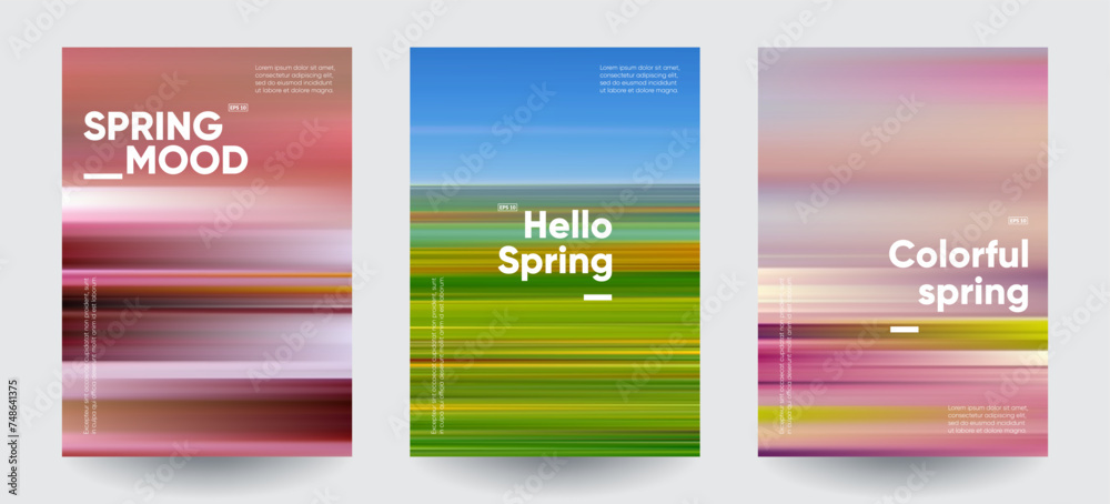 Spring backgrounds set. Creative gradients in spring colors. 