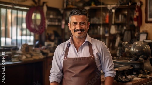 Portrait of proud barbershop owner  photo