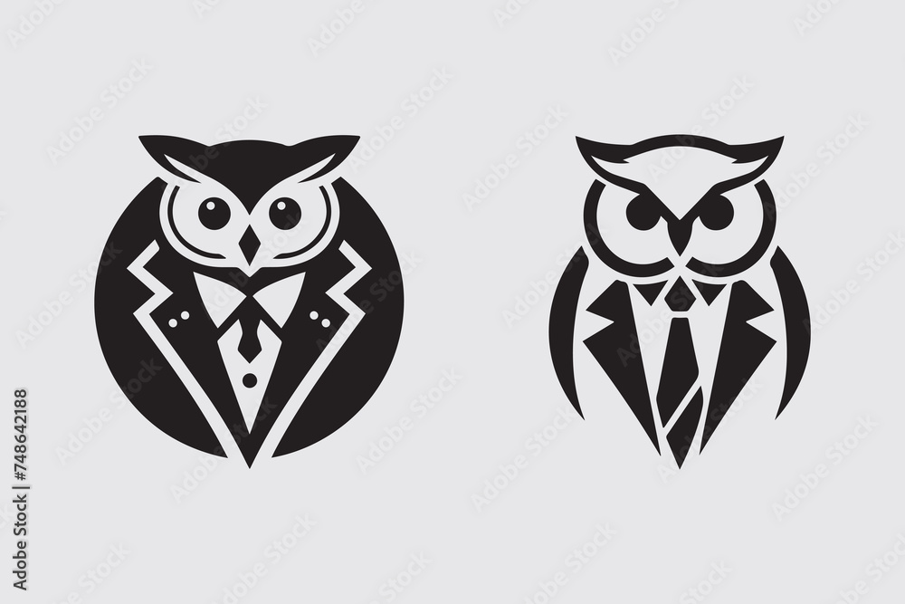 editable owl face simple logo