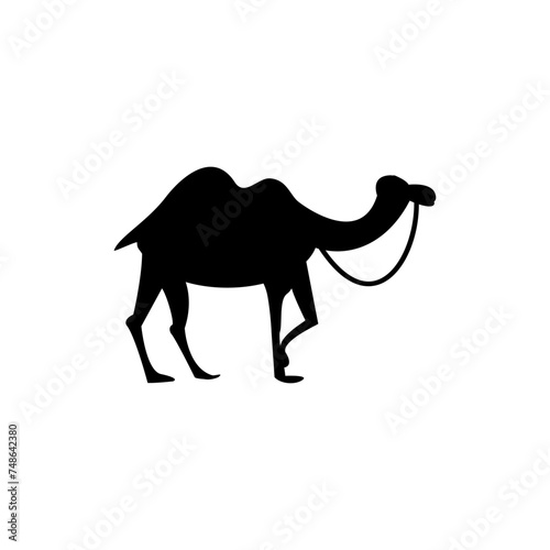 Camel Solid Design Style Icon. Simple Arabic Desert Animal Vector Illustration.