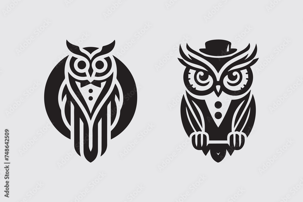 Naklejka premium editable owl face simple logo