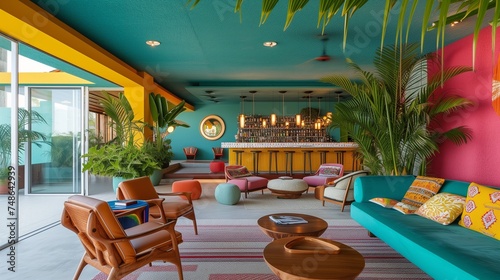 A Rio de Janeiro craftsman marvel, with a vibrant Ipanema beach-inspired color palette and a hidden rooftop bar photo