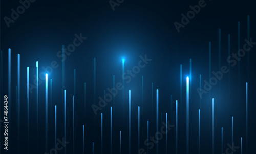 Dark blue abstract technology background with business candle stick graph chart of stock market investment trading concept. Vector illustration